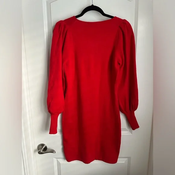 Baby Soft Balloon Sleeve Red Dress L - Picture 2 of 3